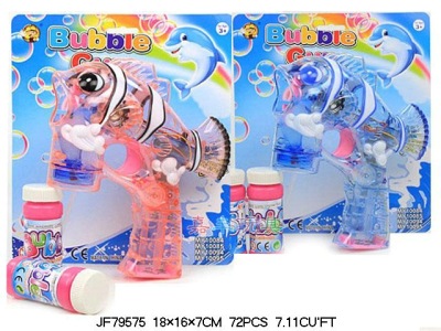 Summer Hot Sale Bubble Gun Jf79575 Bubble Toy Transparent Four Lights Music Clownfish with Two Bottles of Water