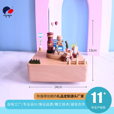 Cat's Sky City Music Box Wooden Mechanical Music Box Birthday Gift Wedding Gift Love Ferris Wheel