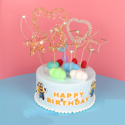 Love Pearl Dessert Cake Decorative Insertion Crown Shape Party Theme Cake Dress up Accessories Ornaments
