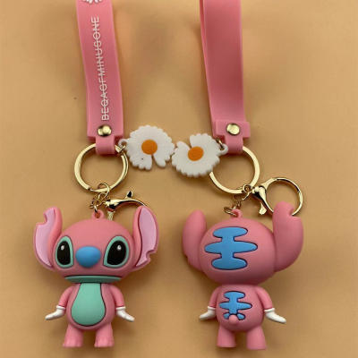 Cute Cartoon Doll Stitch Key Chain PVC Flexible Glue Creative Couple Bags Car Key Ring Small Pendant