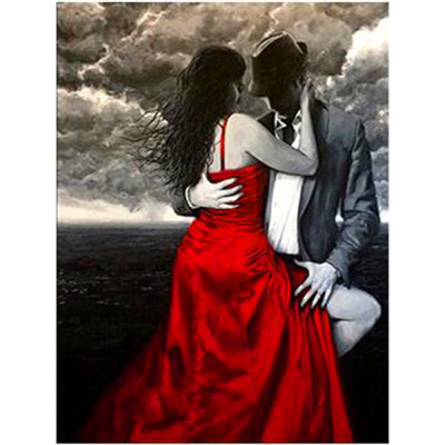 Creative 5diy Square Diamond Full Diamond Painting Red Clothes Couple Home Decoration Painting Crafts Foreign Trade Cross-Border Hot Wholesale