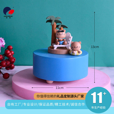 Factory Direct Sales Cat's Sky City Wooden Music Box Birthday Gift Valentine's Day Gift High-End Exquisite Ornaments