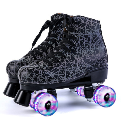 Adult Skates Smooth Black and White Branches Universal Pulley Skates