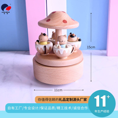 Factory Direct Sales Cat's Sky City Wooden Music Box Birthday Gift Valentine's Day Gift High-End Exquisite Ornaments