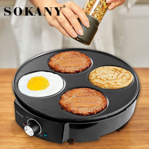 cross-border sokany1003 pancake machine fried egg 4-hole cake household hamburger cake breakfast machine pancake double-sided heating
