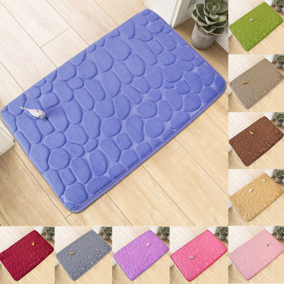 Foot Mat Coral Cashmere Mats Embossed Stone Household Memory Foam Embroidered Bathroom Thickening Absorbent Floor Mat Door Mat