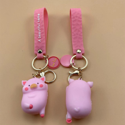 Cute Little Pink Pig Keychain Girl Bag Ornaments Trendy Car Key Chain Creative Girlfriends Small Gift Wholesale