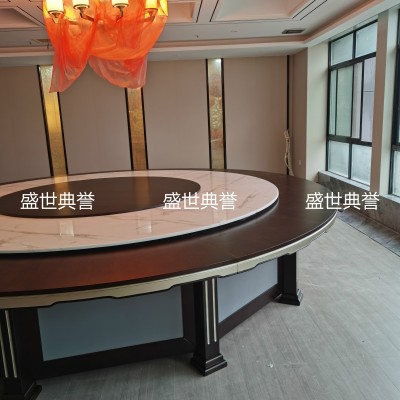 Hotel Solid Wood Dining Table and Chair Dining Room Solid Wood Electric Dining Table Modern Light Luxury round Table