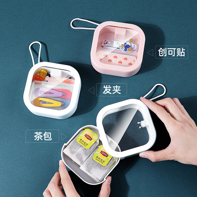 Push Button Storage Box Travel Portable Hairpin Cotton Swab Storage Box Storage Box Transparent Multi-Purpose Clear Cover Small Items Storage Box