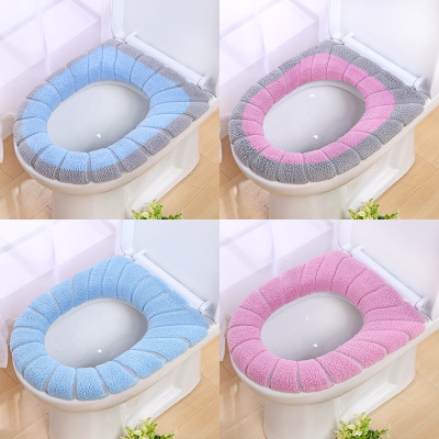 Single and Double Color Toilet Seat Soft Knitted Toilet Seat Washable Pumpkin Pattern Toilet Seat Cover Pad Winter Toilet Seat Cover