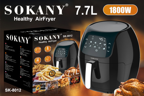 Cross-Border Hot Sale 8012led Touch Screen Air Fryer 7.7L Large Capacity Chips Machine Multifunctional Household