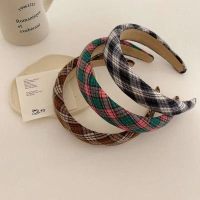 Retro Sweet! Versatile Lattice Headband College Style Elegant Hair Pin Height Increasing Skull Top Sponge Headband Wide Hair Accessories Japanese and Korean Style