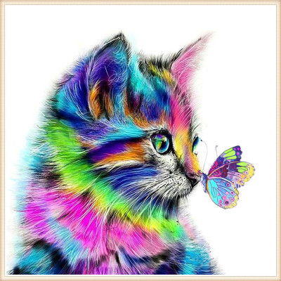 DIY Living Room Decoration Full of Diamond Painting Color Cat and Butterfly Crafts Foreign Trade Cross-Border Hot Factory One Piece Dropshipping