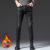High-End Jeans Men's Fleece-Lined Thickened Autumn and Winter 2021 New Winter Warm Long Pants Slim Fit