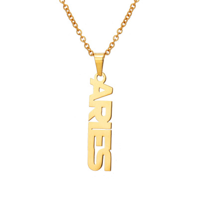 Cross-Border New Stainless Steel Letter Pendant Minimalist Creative Gold O-Shaped Chain Twelve Constellations Necklace