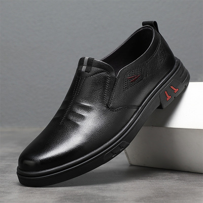 Genuine Leather Men's Shoes Top Layer Cowhide Winter plus Velvet 2021 New Dad Shoes Wholesale Men's Business Casual Leather Shoes