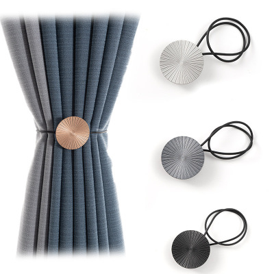 Round Cake Magnetic Snap-Style Curtain Woven Strap Rope All-Match Punch-Free Simple Magnet Magnetic Curtain Buckle Wholesale