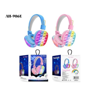 New AH-906E Private Model Headset Stereo Wireless Bluetooth Headset LED Light Rainbow Decompression Toy