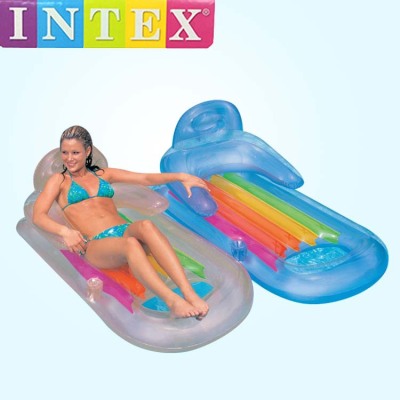 Intex from USA 58802 Armrest Backrest Luxury Recliner Floating Deck Chair Inflatable Floating Row