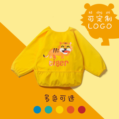 Spot Goods Children's Gown Long Sleeve Waterproof Breathable Boys and Girls Painting Apron Bib Art Protective Clothing Meal Delivery