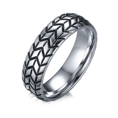 Wish New Accessories Men's Stainless Steel Ring Creative Tire Ring Cross-Border Accessories Factory Wholesale