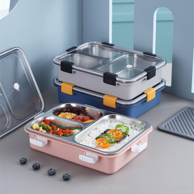 S42-LX-7071 AIRSUN 304 Stainless Steel Three-Grid Lunch Box Lunch Box Canteen Office Worker Dormitory Bento Box Gift