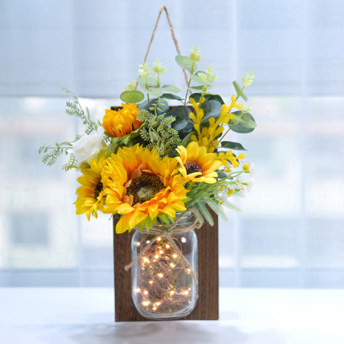 foreign trade exclusive artificial flower sunflower mason jar lamp farmhouse decoration wall decoration wall lamp 5 m 50 lamp