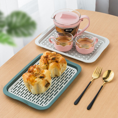 Creative Household Drain Tray Japanese Tray Dinner Plate Double-Layer Plastic Tea Tray Household Rectangular Storage Rack