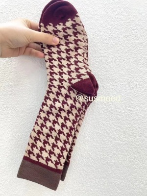 In Stock Classic Houndstooth Cashmere Socks Soft Delicate Warm Socks Can Be Mixed Color Can Be Monochrome