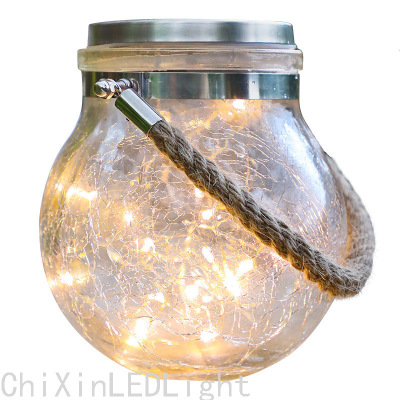 Solar LED Copper Wire Light Creative Crack Glass Bottle Lights Outdoor Waterproof Courtyard Lighting Decorative Lamp