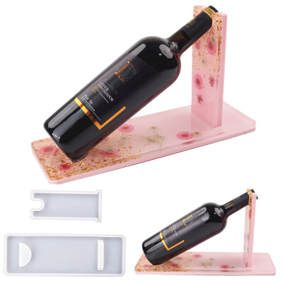 DIY Crystal Glue Resin Wine Rack Red Wine Tray Wine Bottle Wine Glass Mirror Silicone Mold