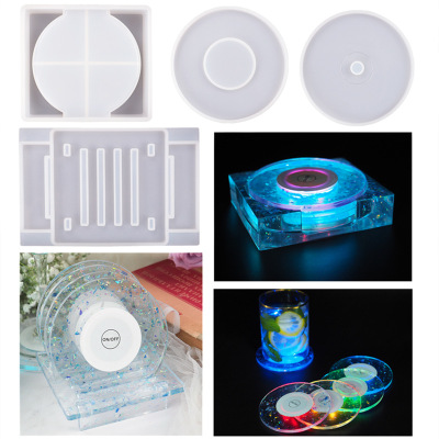 DIY Crystal Epoxy Resin Epoxy Led Coaster Kit CD Teacup Mat Disc Disc Mirror Silicone Mold