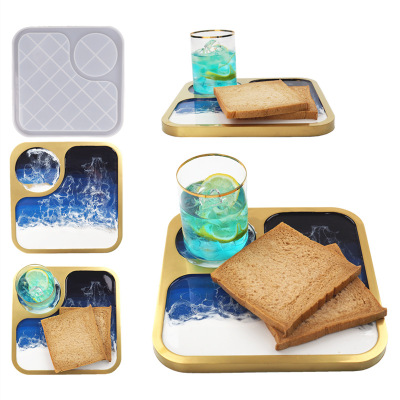 DIY Epoxy Crystal Resin Afternoon Tea Mug Cup Breakfast Tray and Dinner Plate Mirror Silicone Mold
