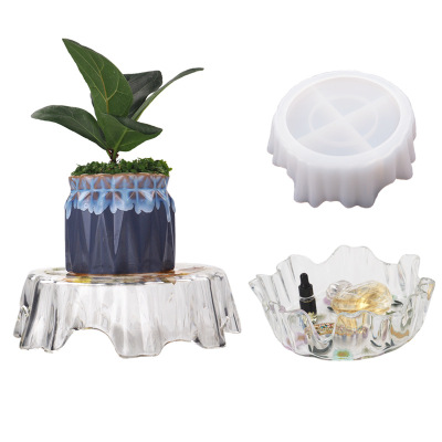 DIY Crystal Glue Epoxy Resin Irregular Tray Flower Pot Shelf Table Storage Tray Mirror Silicone Mold