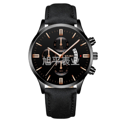 New fashion three eye six needle calendar men's watch simple temperament men's business watch wholesale