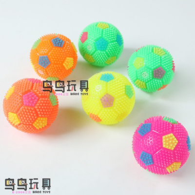 Creative Elastic Luminous Football Flash Sound Massage Ball Children's Early Education Squeeze and Sound Rubber Ball Toys Wholesale