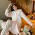 Coral Velvet Pajamas Women's Autumn Winter Nightgown Flannel Mid-Length Sweet Cute Loungewear Two-Piece Set Can Go out