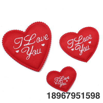 Cross-Border Heart-Shaped Printing Letter Headdress Accessories Headband Embroidered Cloth Stickers Children's Clothing Shoes and Hats Hairpin Patch