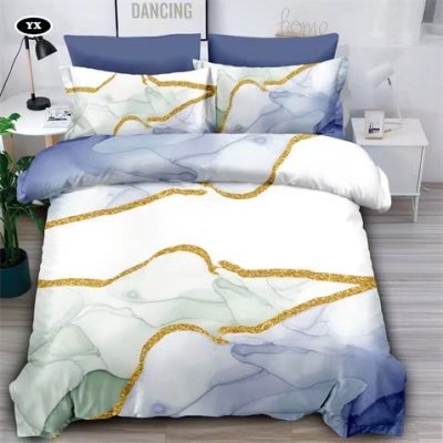 Fashion Simple Geometric Pattern Ling-Shaped Color Blocking Four-Piece Bedding Set
