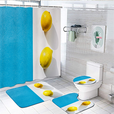 3D Digital Printing Bathroom Waterproof Set Four-Piece Modern Minimalist Fruit Printed Support Cross-Border Drawing Formulation