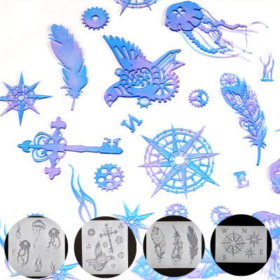 DIY Crystal Glue Resin Mold Bookmark Lace Gear Bird Feather Jellyfish Compass Silicone Mirror Mold