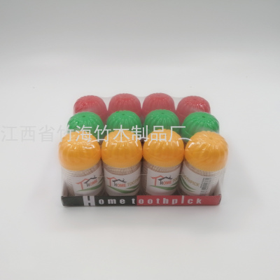 New Watermelon Bottle Shape Double-Headed Toothpick Plastic Bottle Family Bamboo Toothpick Travel Portable Direct Sales