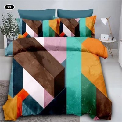 Geometric Pattern Square Color Blocking Four-Piece Bedding Set Fashion Simple