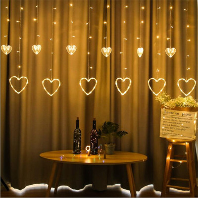 Exclusive for Cross-Border Hollow Love Light LED Lighting Chain Love Curtain Light Christmas Holiday Lamp Wedding Ins Ornamental Festoon Lamp