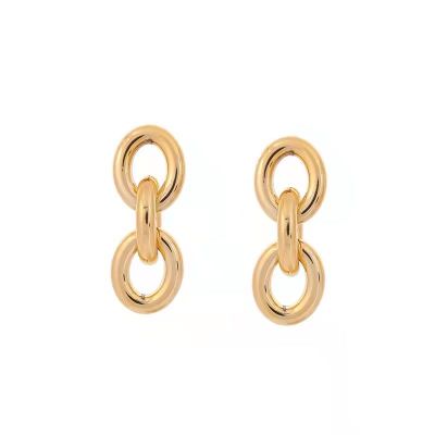 Street Shot Ear Rings Europe and America Creative Simple Elegant Earrings O Chain Metal Texture Earrings Direct Supply