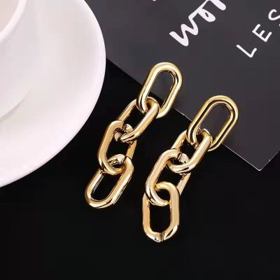 Street Shot Ear Rings Europe and America Creative Simple Elegant Earrings Chain Metal Texture Earrings Direct Supply