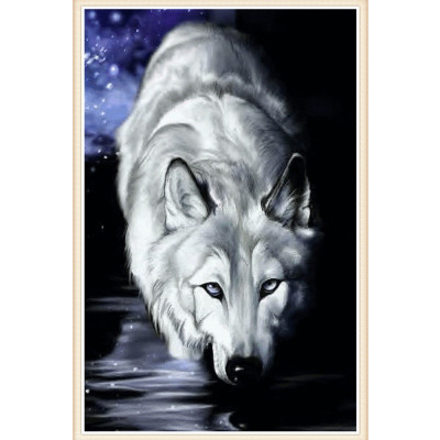 DIY Diamond Painting Stick-on Crystals Embroidery Night White Wolf Home Crafts Cross-Border Hot Batch One Piece Dropshipping Brick Painting