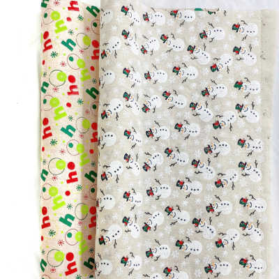Christmas Series Printed Cotton Linen Fabric Plaid Coarse Linen Curtain Sofa Linen Tablecloth DIY Handmade