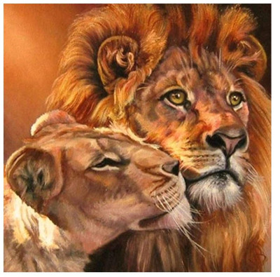 Creative Resin Full Square Diamond Stone Painting Couple Lion Home Decoration Picture Crafts Cross-Border Hot One Piece Customization