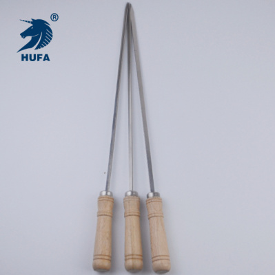 Factory Stainless Steel Wooden Handle Beech Handle BBQ Stick Wooden Handle Bake Needle Barbecue Tools